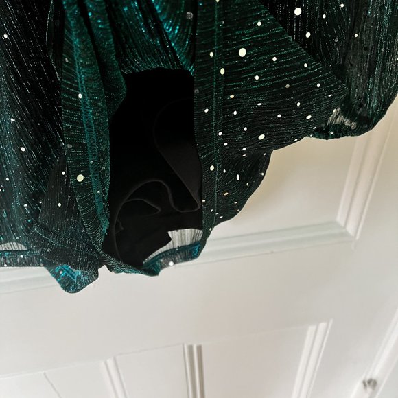 sheer teal sequin romper - Picture 4 of 9